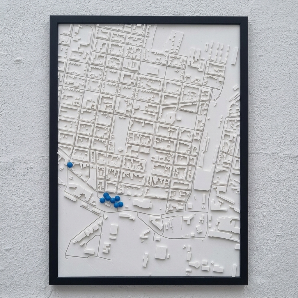 Esbjerg — 3D-relieffkort i sort ramme