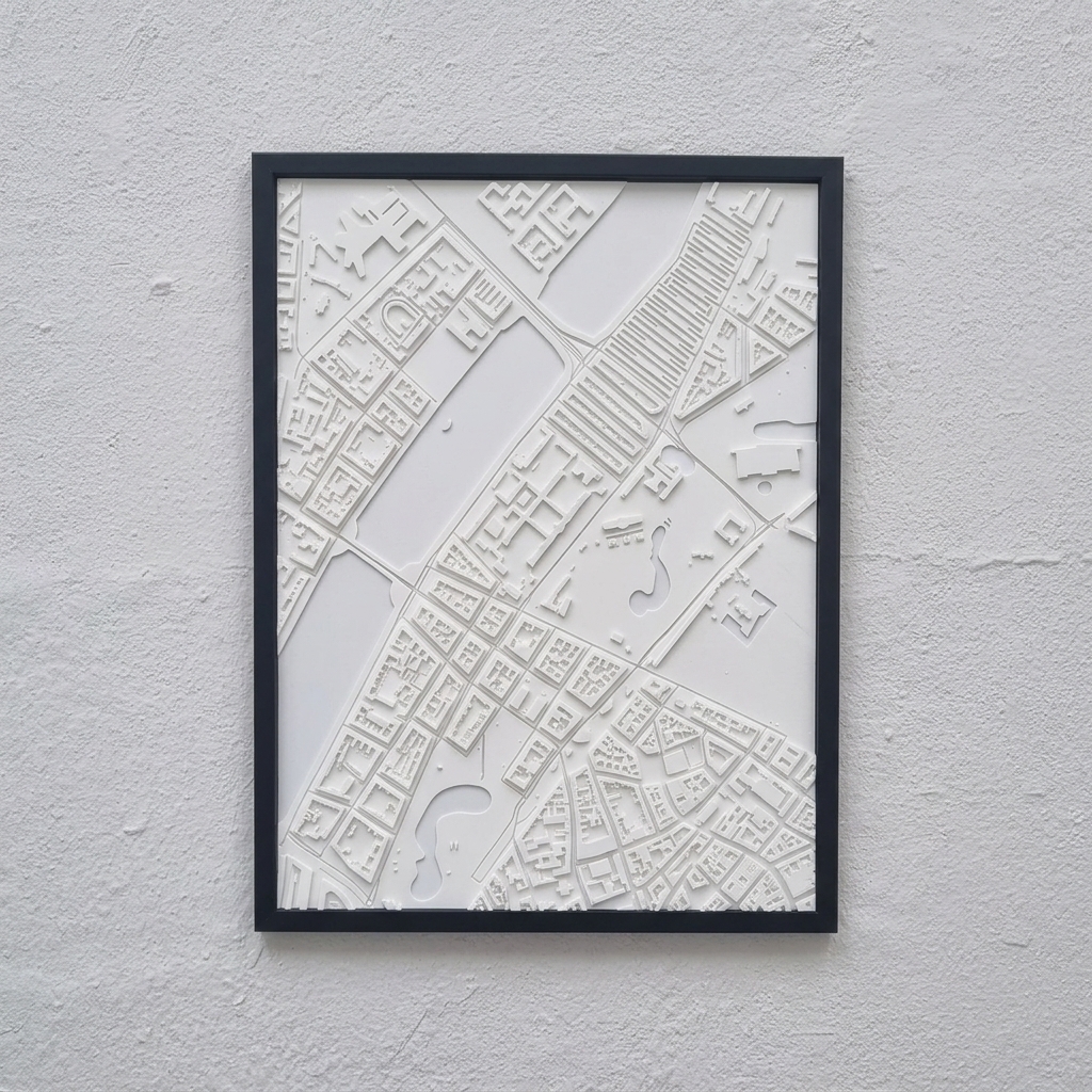 København — 3D-relieffkort i sort ramme